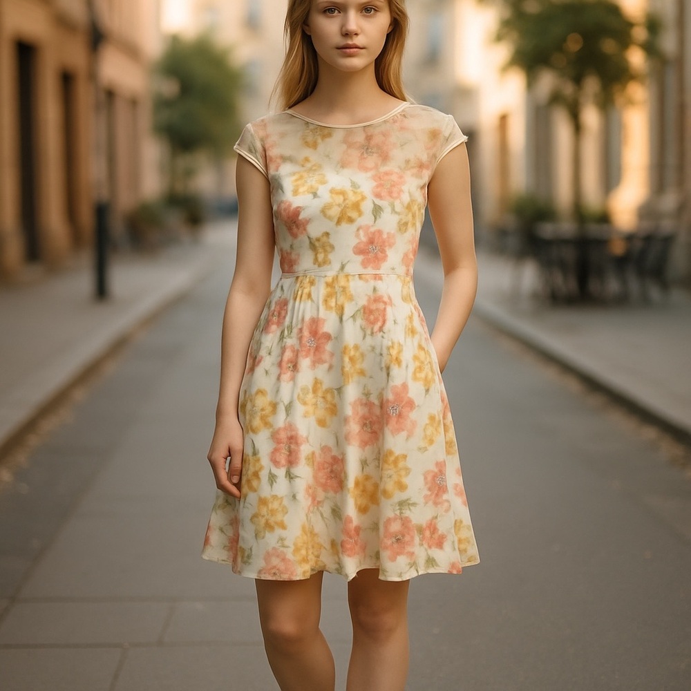 ☀️Betsey Johnson Floral Fit and Flare Midi Dress